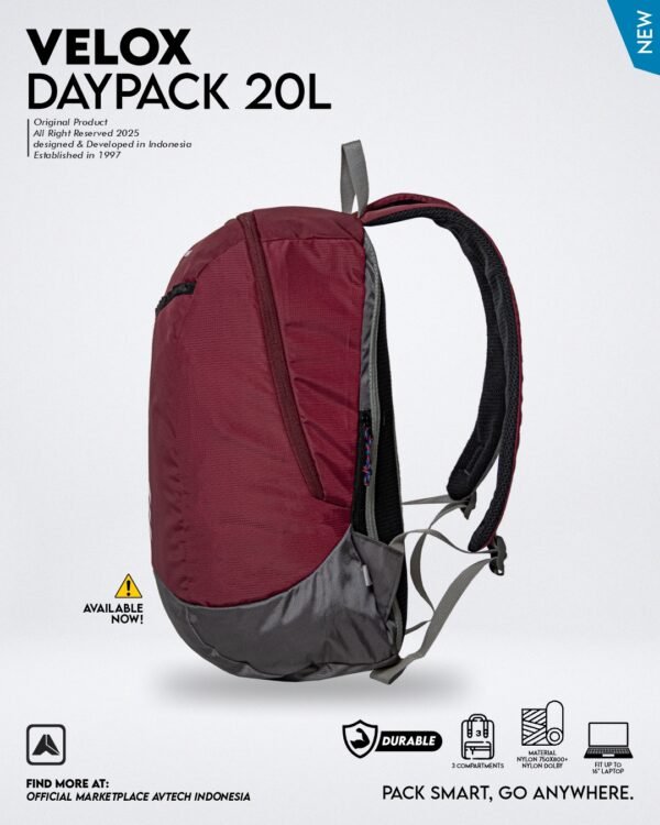 2 AVTECH - Daypack Velox Tas Ransel Laptop Harian Sekolah Kerja Travel Bag Lifestyle 20 Liter