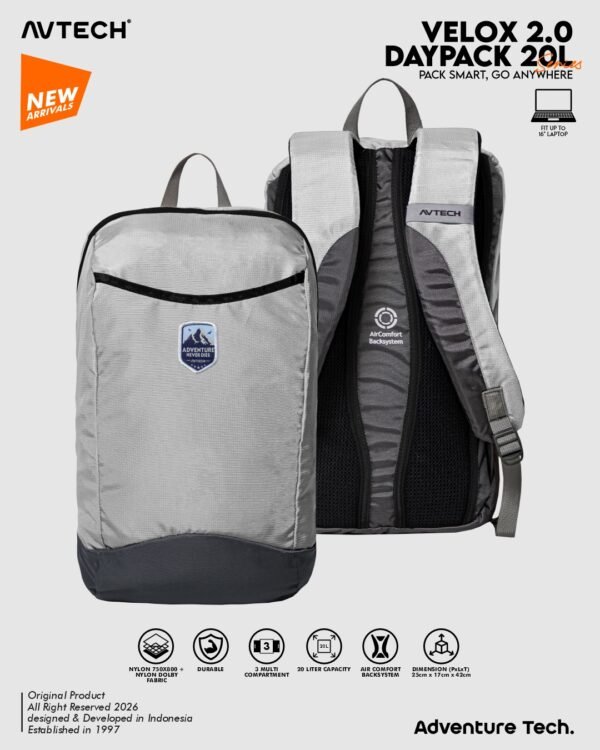 AVTECH - Daypack Velox Tas Ransel Laptop Harian Sekolah Kerja Travel Bag Lifestyle 20 Liter