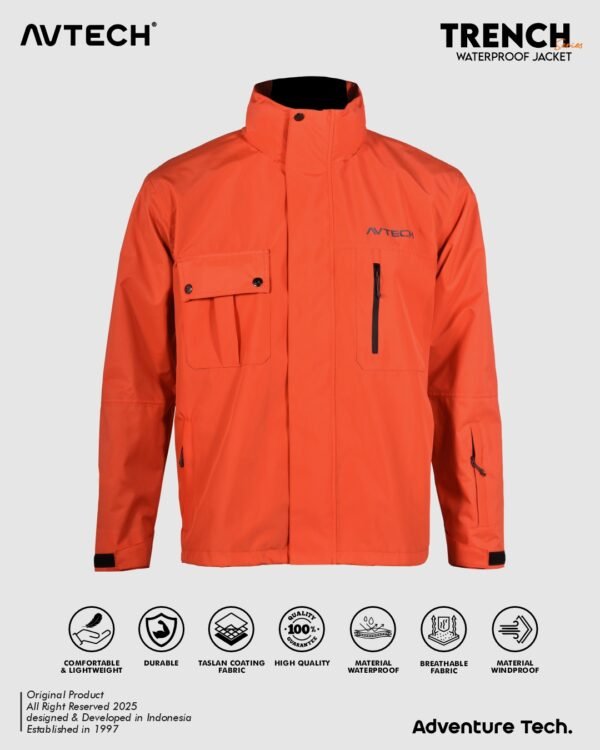 1 AVTECH - Jaket Windbreaker Waterproof Gorpcore Outdoor Hiking Gunung Camping Motor Hujan - TRENCH