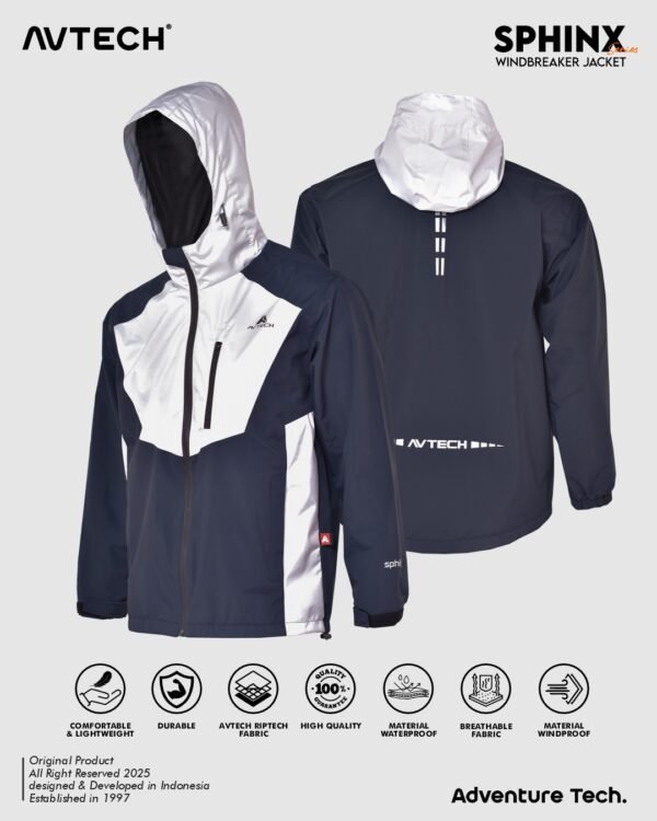 AVTECH - Jaket Windbreaker Water Repellent Outdoor Hiking Gunung Camping Motor Harian Hujan - SPHINX
