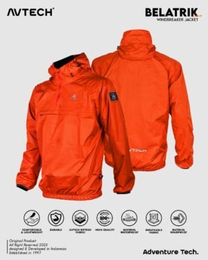 AVTECH - Jaket Windbreaker Waterproof Outdoor Gunung Camping Motor Harian Hujan - ANORAK BELATRIK