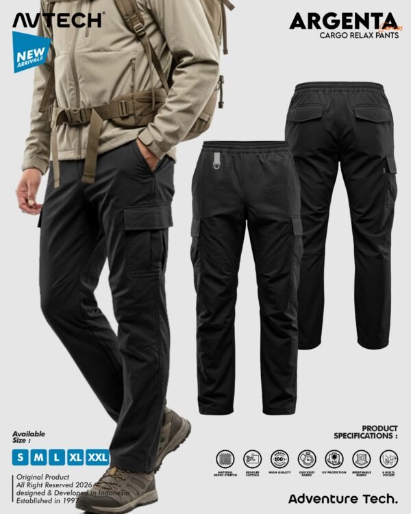 AVTECH - Celana Panjang Santai Cargo Relax Pants Gunung Outdoor Hiking Lifestyle Quick Dry - ARGENTA