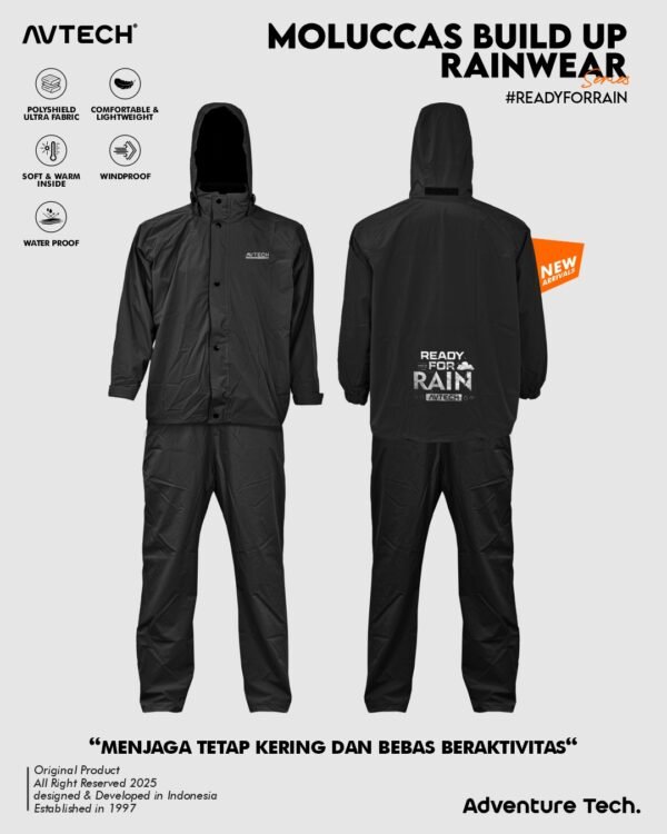 1 AVTECH - Jas Hujan Pria Wanita Raincoat Rainwear Mantel Outdoor Motor Waterproof Build Up - MOLUCCAS