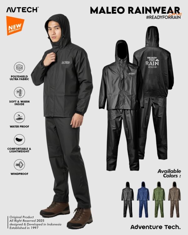 AVTECH - Jas Hujan Raincoat Rainwear Mantel Outdoor Gunung Motor Waterproof Build Up - MALEO