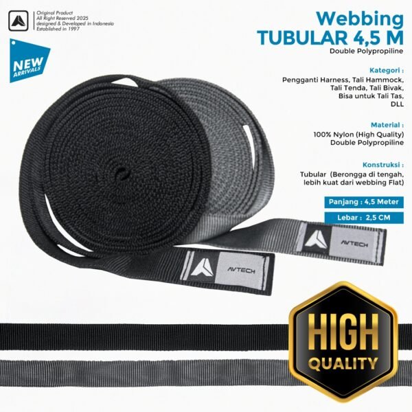 AVTECH - Tali Webbing Tubular 4,5 Meter – Kuat, Fleksibel, Tangguh