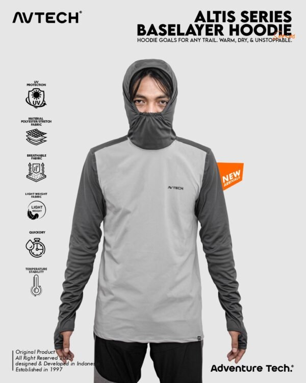 AVTECH - Baselayer Pria Wanita Lengan Panjang Olahraga Outdoor Dry Fit Face Covering Hoodie - ALTIS