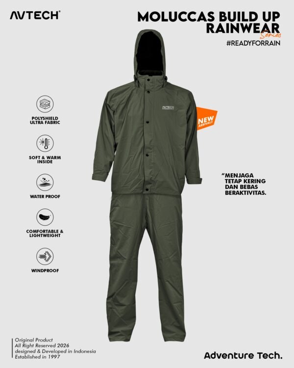 12 AVTECH - Jas Hujan Pria Wanita Raincoat Rainwear Mantel Outdoor Motor Waterproof Build Up - MOLUCCAS