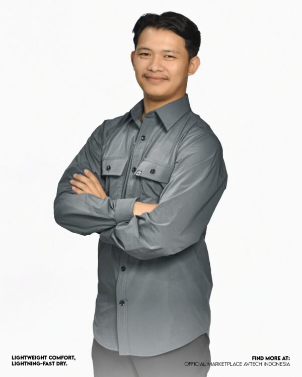 12 AVTECH - Kemeja Lengan Panjang Workshirt Formal Lapangan Kerja Quickdry Reguler Fit - PALMATA