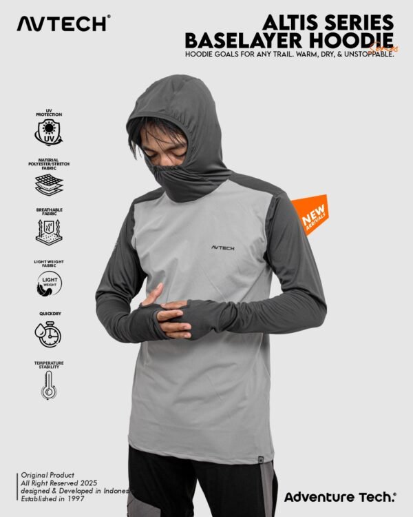 AVTECH - Baselayer Pria Wanita Lengan Panjang Olahraga Outdoor Dry Fit Face Covering Hoodie - ALTIS