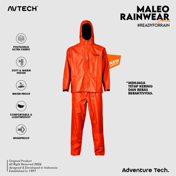 AVTECH - Jas Hujan Raincoat Rainwear Mantel Outdoor Gunung Motor Waterproof Build Up - MALEO