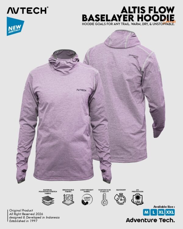 AVTECH - Baselayer Pria Wanita Lengan Panjang Olahraga Outdoor Dry Fit Face Covering Hoodie - ALTIS