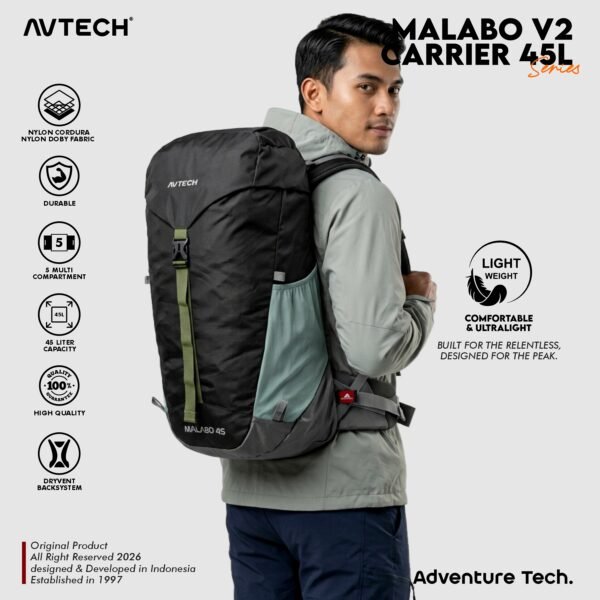 AVTECH - Tas Ransel Carrier Gunung Backpack Hiking Camping Outdoor Travel 45 Liter - MALABO 45