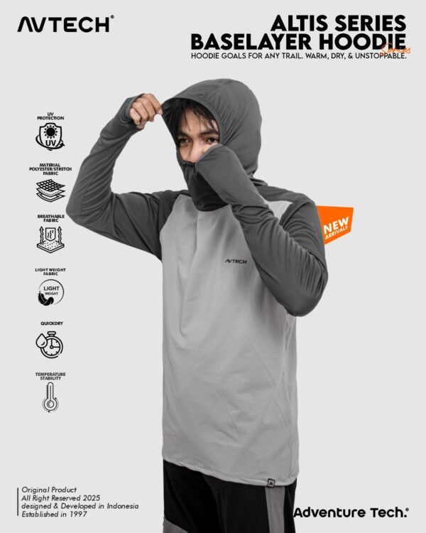 AVTECH - Baselayer Pria Wanita Lengan Panjang Olahraga Outdoor Dry Fit Face Covering Hoodie - ALTIS