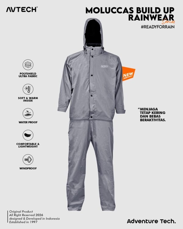 13 AVTECH - Jas Hujan Pria Wanita Raincoat Rainwear Mantel Outdoor Motor Waterproof Build Up - MOLUCCAS