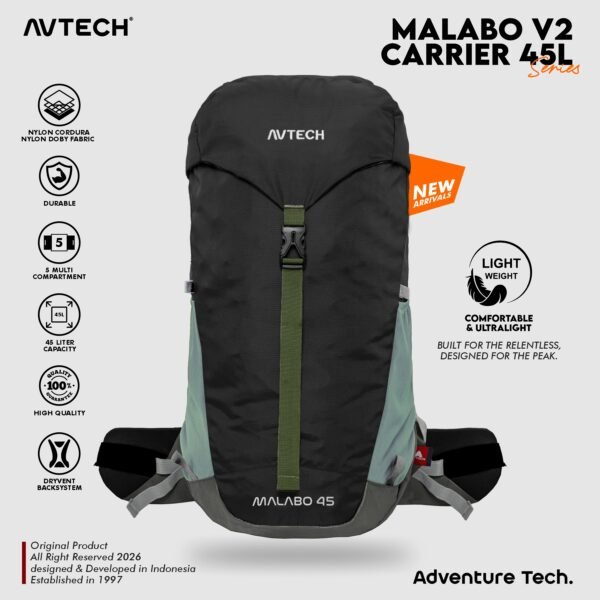 AVTECH - Tas Ransel Carrier Gunung Backpack Hiking Camping Outdoor Travel 45 Liter - MALABO 45