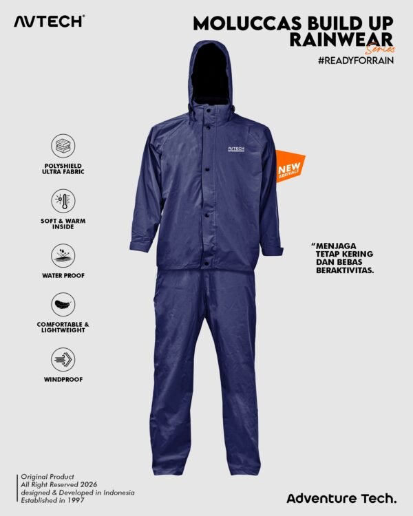14 AVTECH - Jas Hujan Pria Wanita Raincoat Rainwear Mantel Outdoor Motor Waterproof Build Up - MOLUCCAS