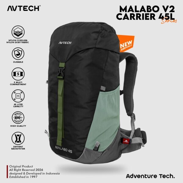 AVTECH - Tas Ransel Carrier Gunung Backpack Hiking Camping Outdoor Travel 45 Liter - MALABO 45