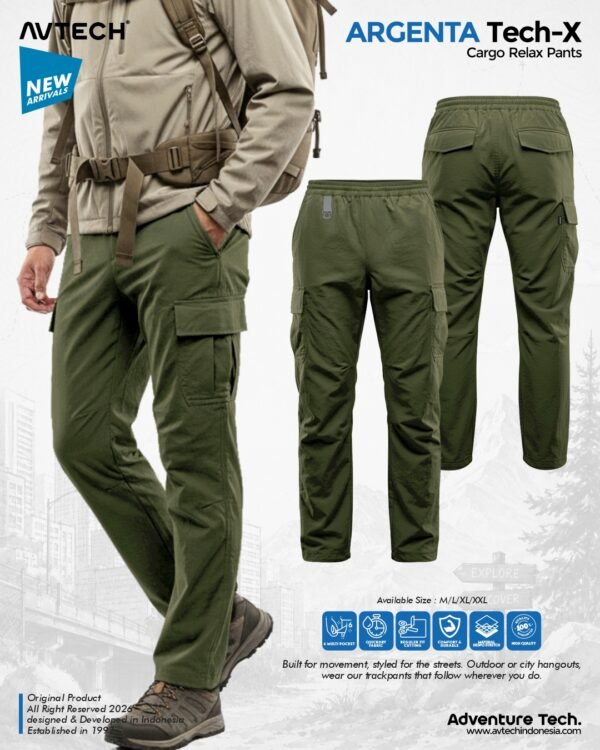 16 AVTECH - Celana Panjang Santai Cargo Relax Pants Gunung Outdoor Hiking Lifestyle Quick Dry - ARGENTA