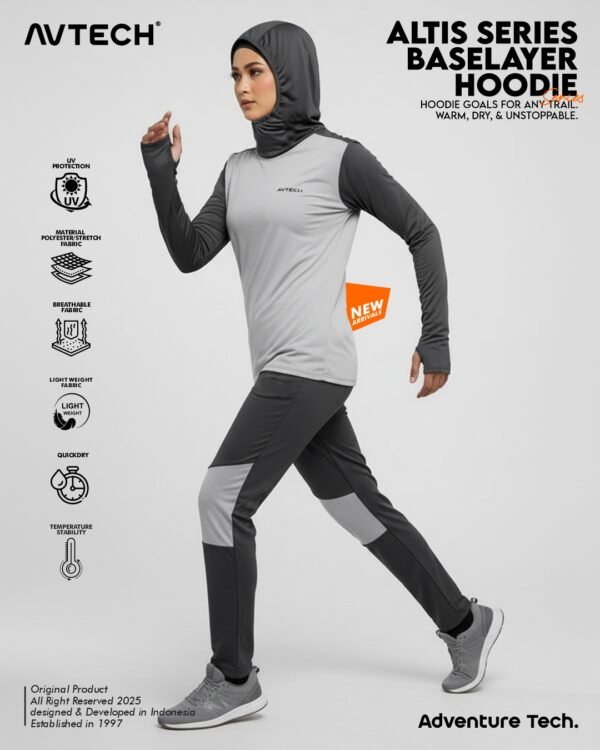 AVTECH - Baselayer Pria Wanita Lengan Panjang Olahraga Outdoor Dry Fit Face Covering Hoodie - ALTIS