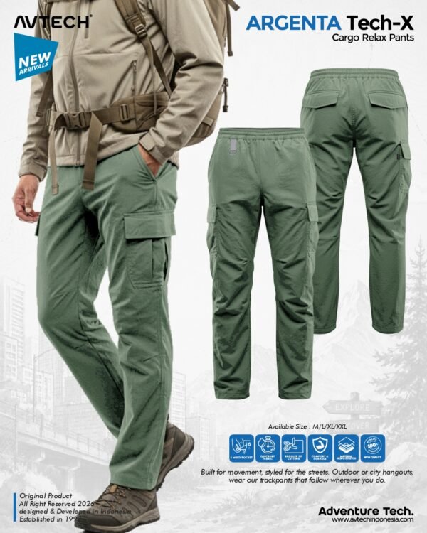 17 AVTECH - Celana Panjang Santai Cargo Relax Pants Gunung Outdoor Hiking Lifestyle Quick Dry - ARGENTA