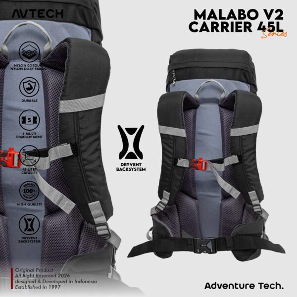 AVTECH - Tas Ransel Carrier Gunung Backpack Hiking Camping Outdoor Travel 45 Liter - MALABO 45