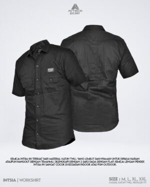 AVTECH - Kemeja Lengan Pendek Workshirt Tactical Formal Kerja Harian Casual Katun Twill - INTSIA