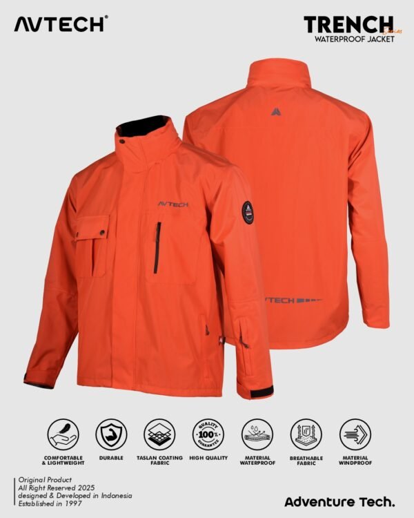 2 AVTECH - Jaket Windbreaker Waterproof Gorpcore Outdoor Hiking Gunung Camping Motor Hujan - TRENCH