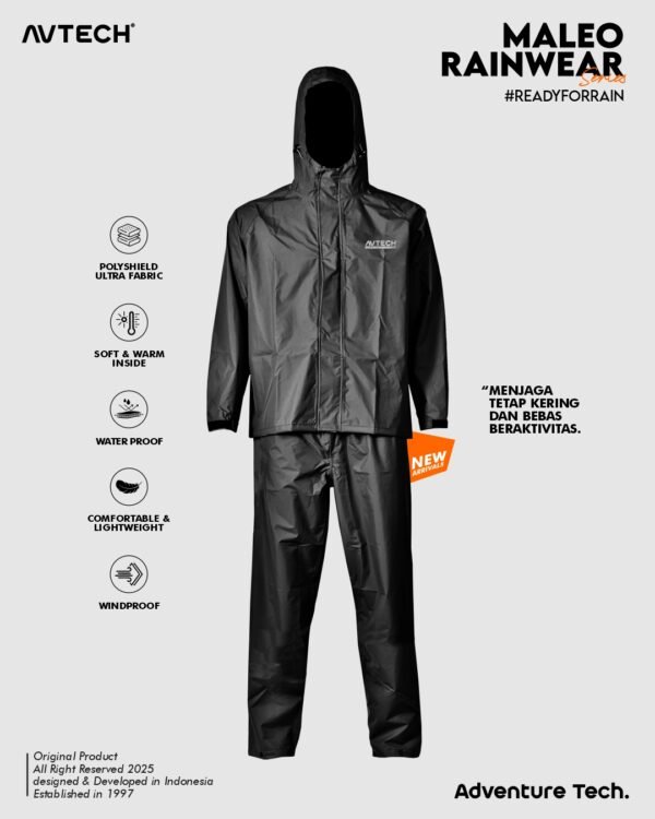 AVTECH - Jas Hujan Raincoat Rainwear Mantel Outdoor Gunung Motor Waterproof Build Up - MALEO