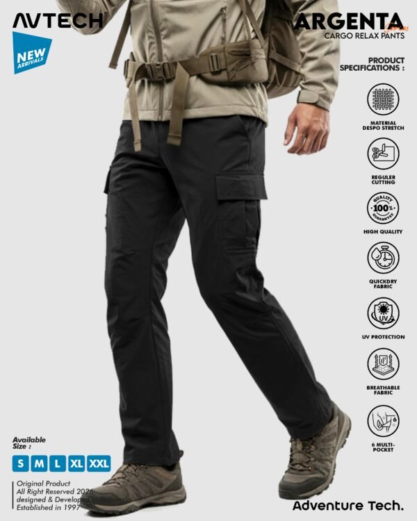 AVTECH - Celana Panjang Santai Cargo Relax Pants Gunung Outdoor Hiking Lifestyle Quick Dry - ARGENTA