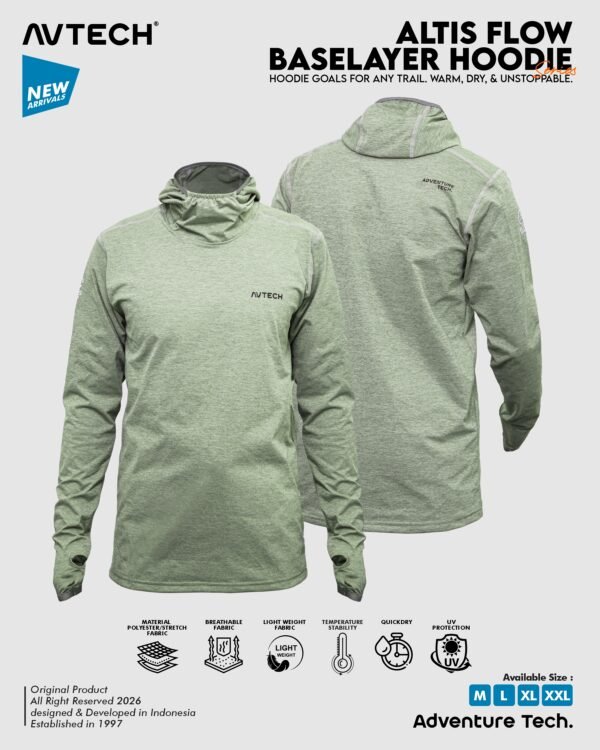 AVTECH - Baselayer Pria Wanita Lengan Panjang Olahraga Outdoor Dry Fit Face Covering Hoodie - ALTIS