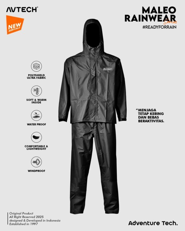 AVTECH - Jas Hujan Raincoat Rainwear Mantel Outdoor Gunung Motor Waterproof Build Up - MALEO