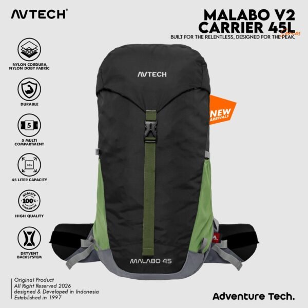 AVTECH - Tas Ransel Carrier Gunung Backpack Hiking Camping Outdoor Travel 45 Liter - MALABO 45