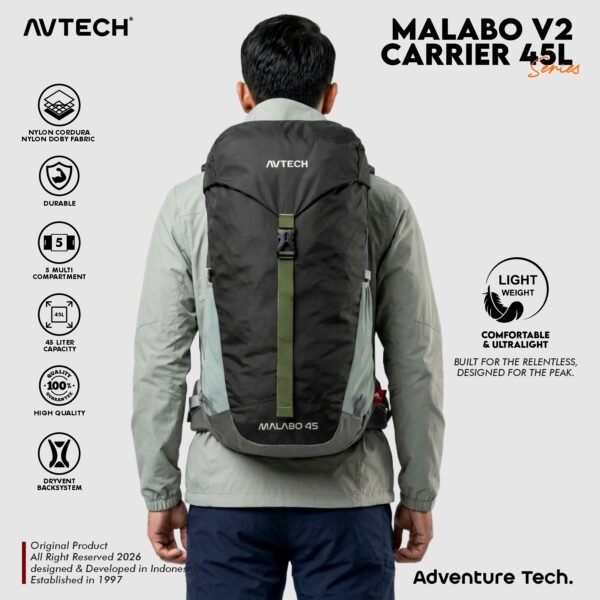 AVTECH - Tas Ransel Carrier Gunung Backpack Hiking Camping Outdoor Travel 45 Liter - MALABO 45