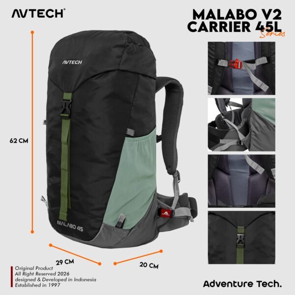 AVTECH - Tas Ransel Carrier Gunung Backpack Hiking Camping Outdoor Travel 45 Liter - MALABO 45