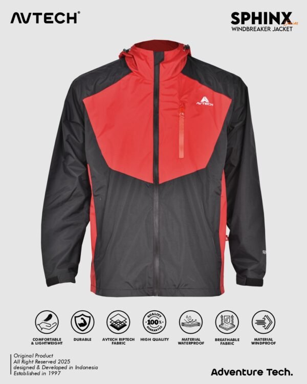 AVTECH - Jaket Windbreaker Water Repellent Outdoor Hiking Gunung Camping Motor Harian Hujan - SPHINX