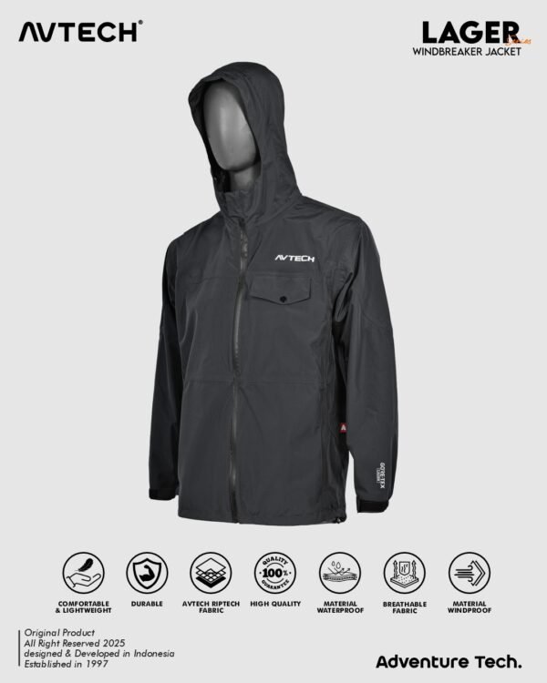 AVTECH - Jaket Windbreaker Waterproof Outdoor Hiking Gunung Camping Motor Harian Hujan - LAGER