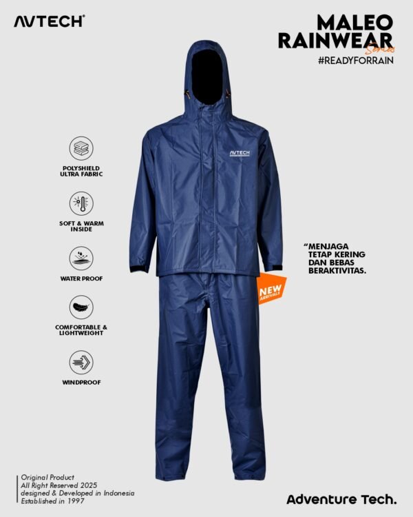 AVTECH - Jas Hujan Raincoat Rainwear Mantel Outdoor Gunung Motor Waterproof Build Up - MALEO