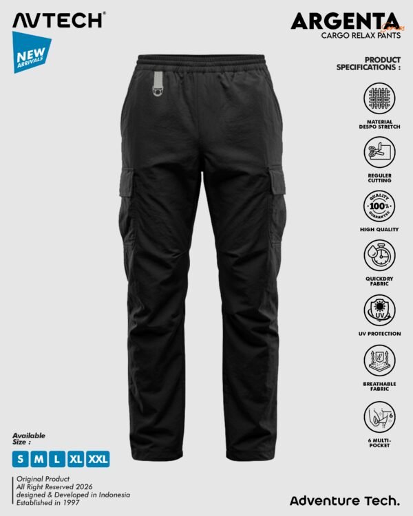 AVTECH - Celana Panjang Santai Cargo Relax Pants Gunung Outdoor Hiking Lifestyle Quick Dry - ARGENTA