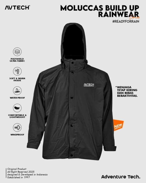 3 AVTECH - Jas Hujan Pria Wanita Raincoat Rainwear Mantel Outdoor Motor Waterproof Build Up - MOLUCCAS