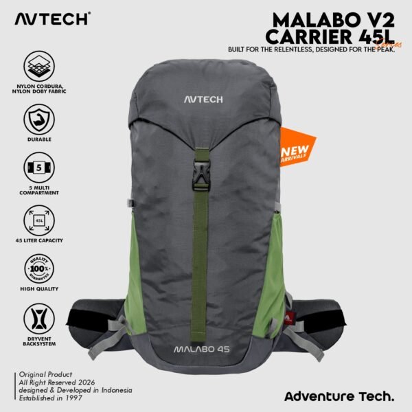 AVTECH - Tas Ransel Carrier Gunung Backpack Hiking Camping Outdoor Travel 45 Liter - MALABO 45