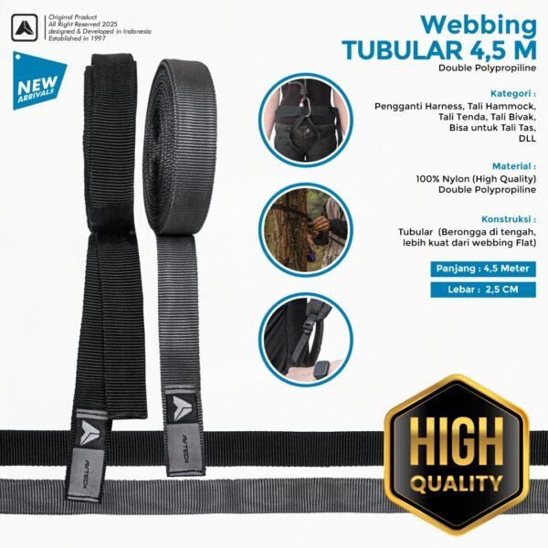 AVTECH - Tali Webbing Tubular 4,5 Meter – Kuat, Fleksibel, Tangguh