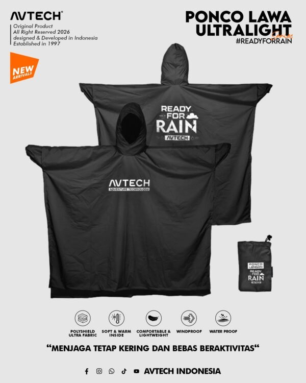 AVTECH - Ponco Lawa Ultralight Jas Hujan Lengan Kelelawar Mantel Outdoor Gunung Waterproof