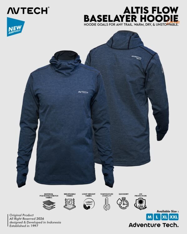 AVTECH - Baselayer Pria Wanita Lengan Panjang Olahraga Outdoor Dry Fit Face Covering Hoodie - ALTIS
