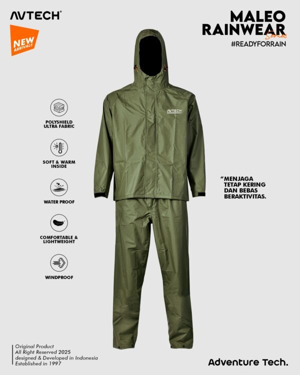 AVTECH - Jas Hujan Raincoat Rainwear Mantel Outdoor Gunung Motor Waterproof Build Up - MALEO