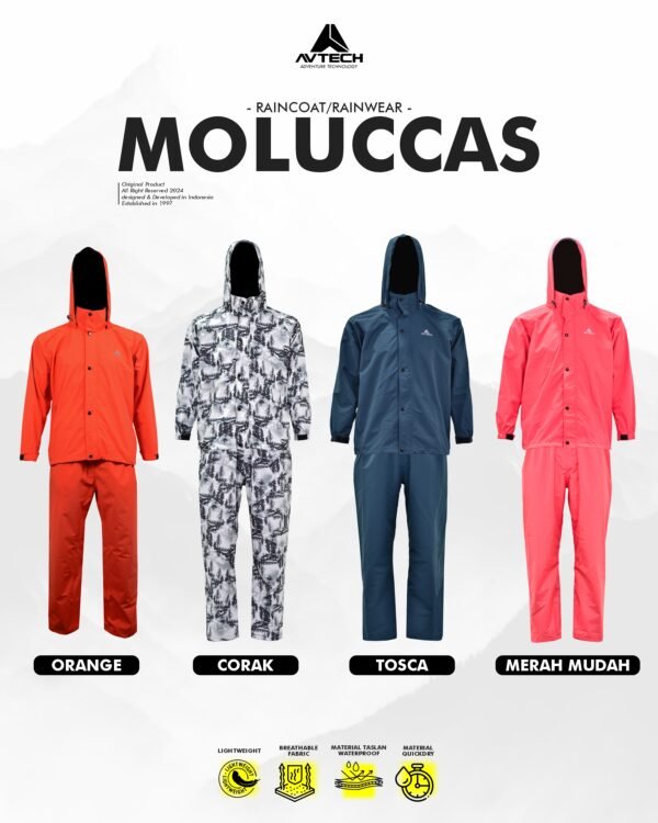 AVTECH - Jas Hujan Pria Wanita Raincoat Rainwear Mantel Outdoor Motor Waterproof Build Up - MOLUCCAS