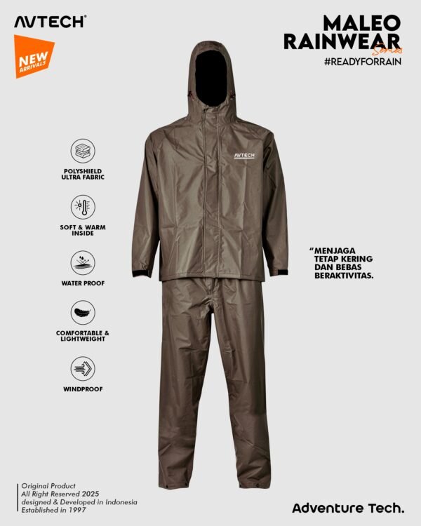 AVTECH - Jas Hujan Raincoat Rainwear Mantel Outdoor Gunung Motor Waterproof Build Up - MALEO