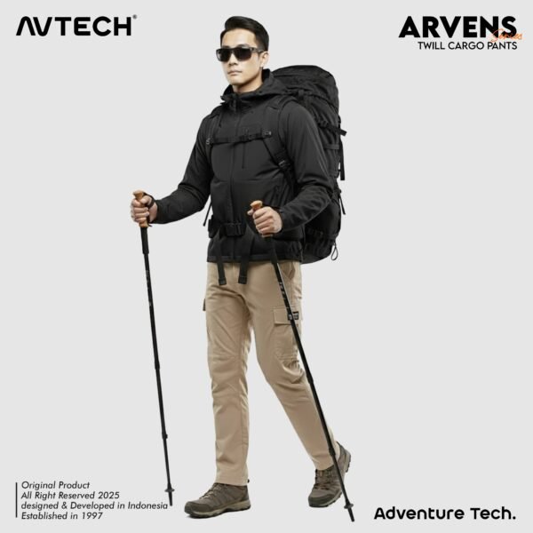 AVTECH - Celana Panjang Cargo Katun Gunung Outdoor Hiking Lifestyle Reguler Fit - ARVENS