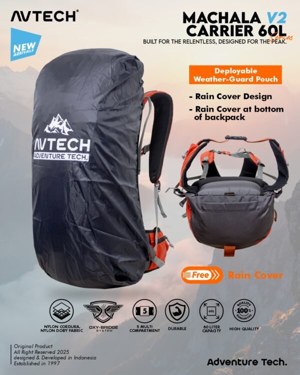AVTECH - Tas Ransel Carrier Keril Gunung Backpack Hiking Camping Outdoor 60 Liter - MACHALA 60