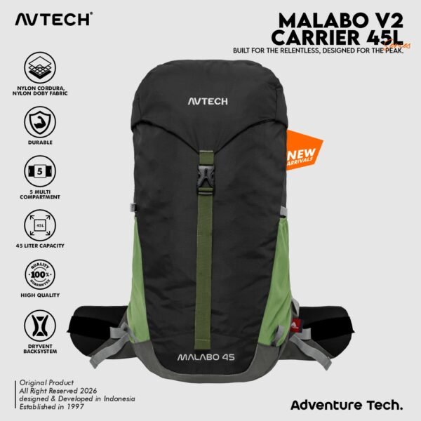 AVTECH - Tas Ransel Carrier Gunung Backpack Hiking Camping Outdoor Travel 45 Liter - MALABO 45