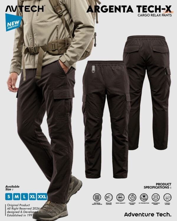 AVTECH - Celana Panjang Santai Cargo Relax Pants Gunung Outdoor Hiking Lifestyle Quick Dry - ARGENTA